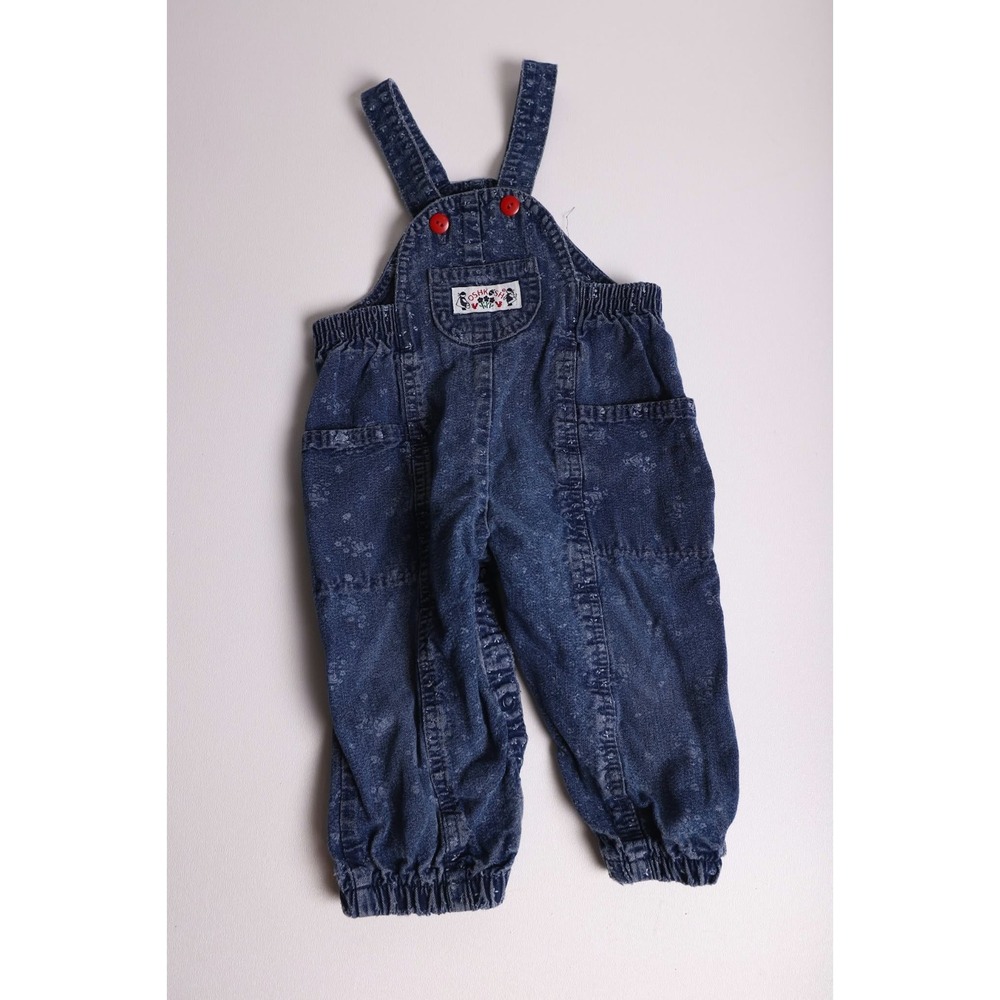 Vintage OshKosh B'gosh Floral Denim Overalls Blue Vestbak Toddler 24M